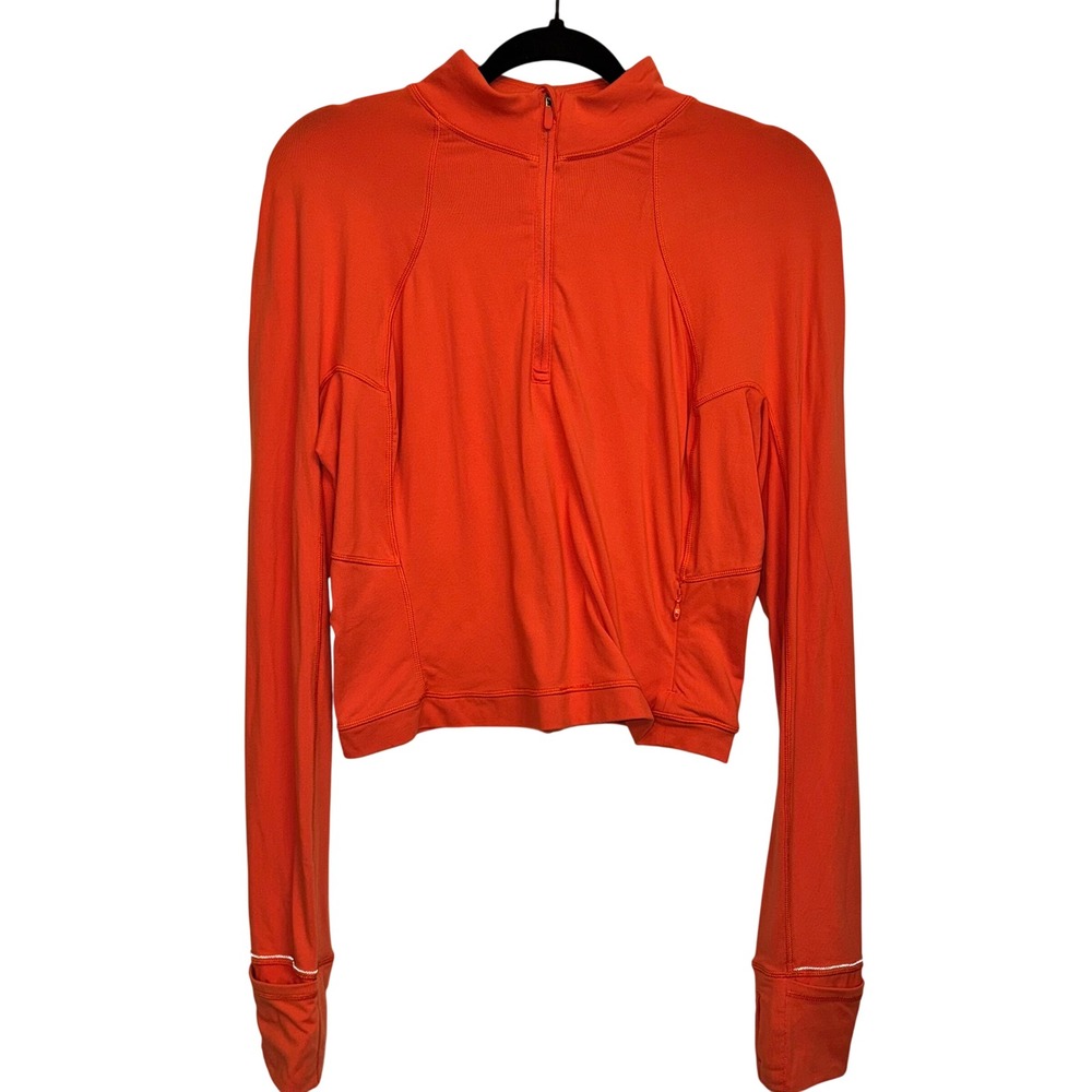 87 | Lululemon Its Rulu Run Cropped 1/2 Zip Orange Size 12